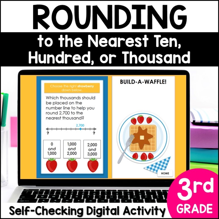 Rounding to the Nearest Ten, Hundred, or Thousand Digital Math Station Game