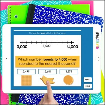 Rounding to the Nearest Ten, Hundred, or Thousand Digital Math Station Game, image 2