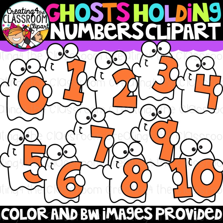 Ghost Numbers Clipart {Halloween Counting Clipart}