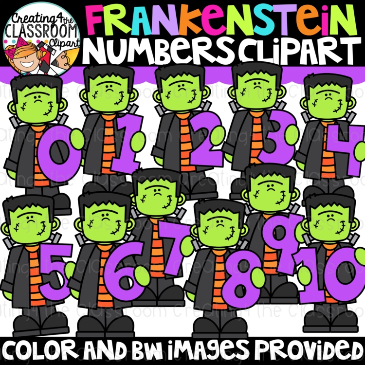 Frankenstein Numbers Clipart {Halloween Counting Clipart}