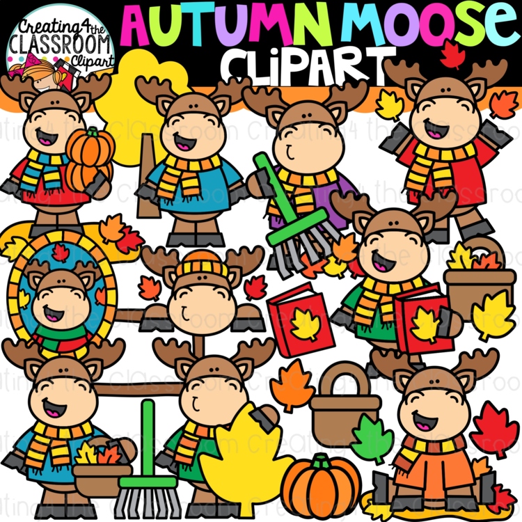 Autumn Moose Clipart {Moose Clipart}