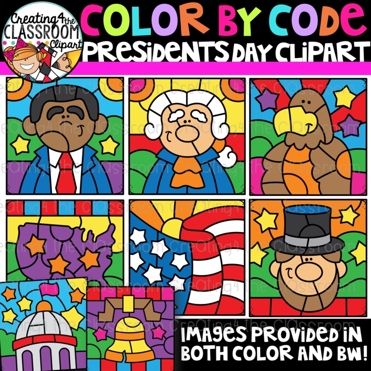 Presidents Day Color By Code Clipart {Creating4 the Classroom clipart}