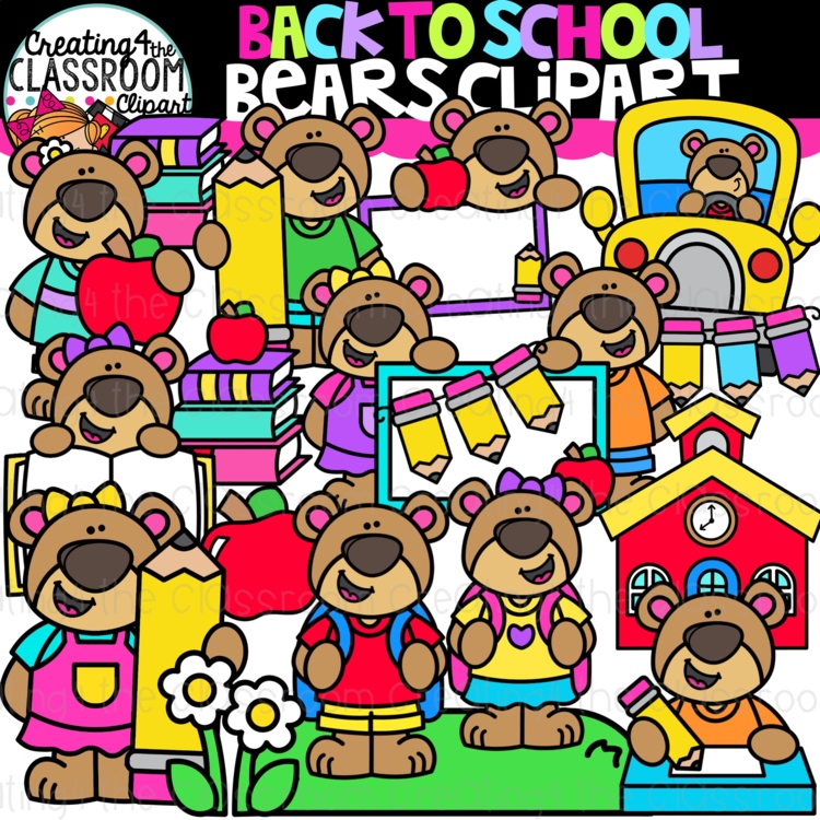 Back to School Bears Clipart {Back to School Clipart}