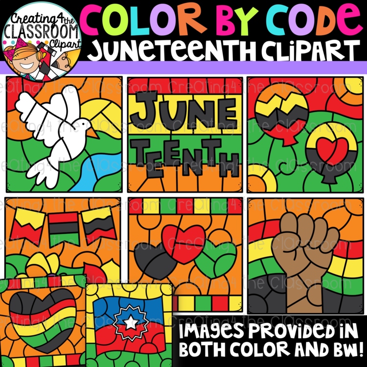 Juneteenth Color By Code Clipart {Creating for the Classroom clipart}
