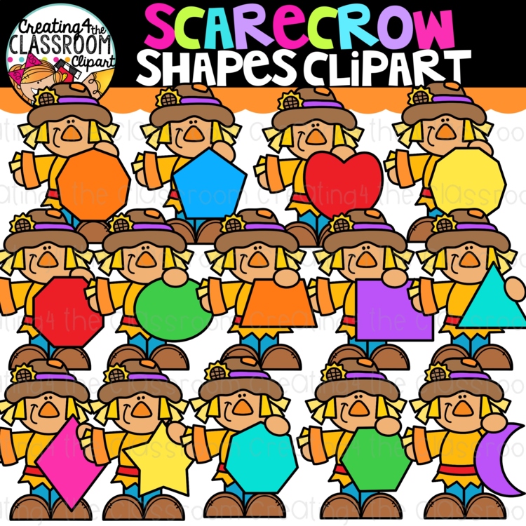 Scarecrow 2D Shapes Clipart {Shapes Clipart}