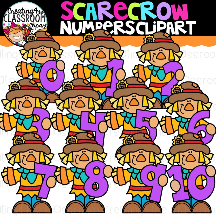 Scarecrow Numbers Clipart {Counting Clipart}