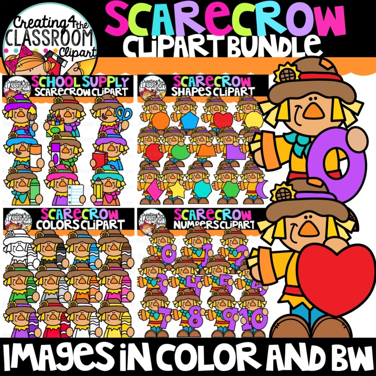 Scarecrow Clipart Bundle {Fall Math Clipart}