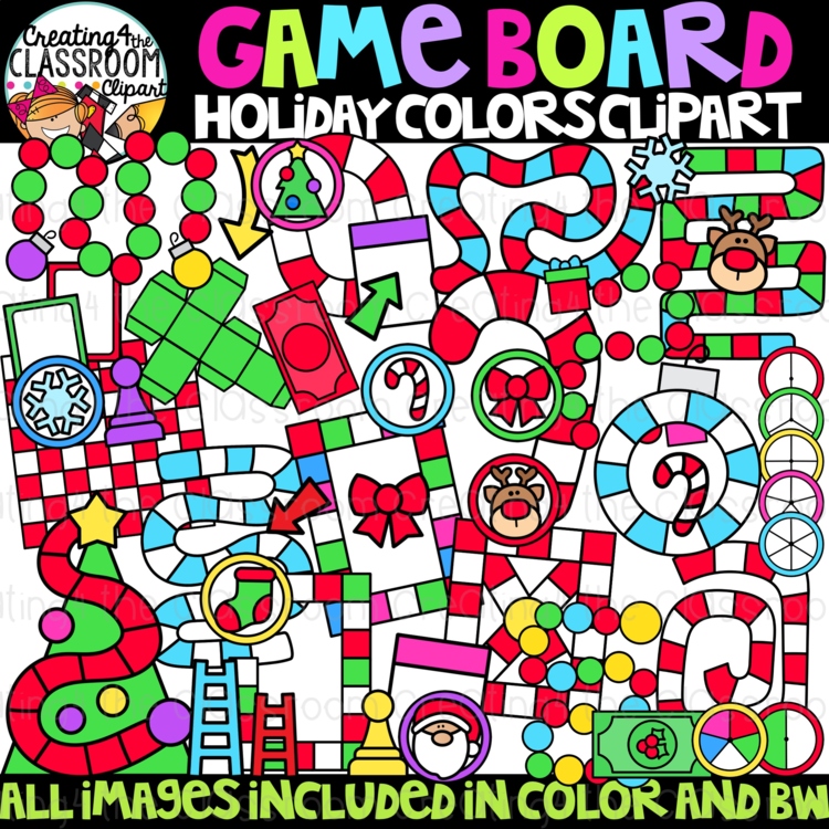 Holiday Game board Clipart {Game board template Clipart}