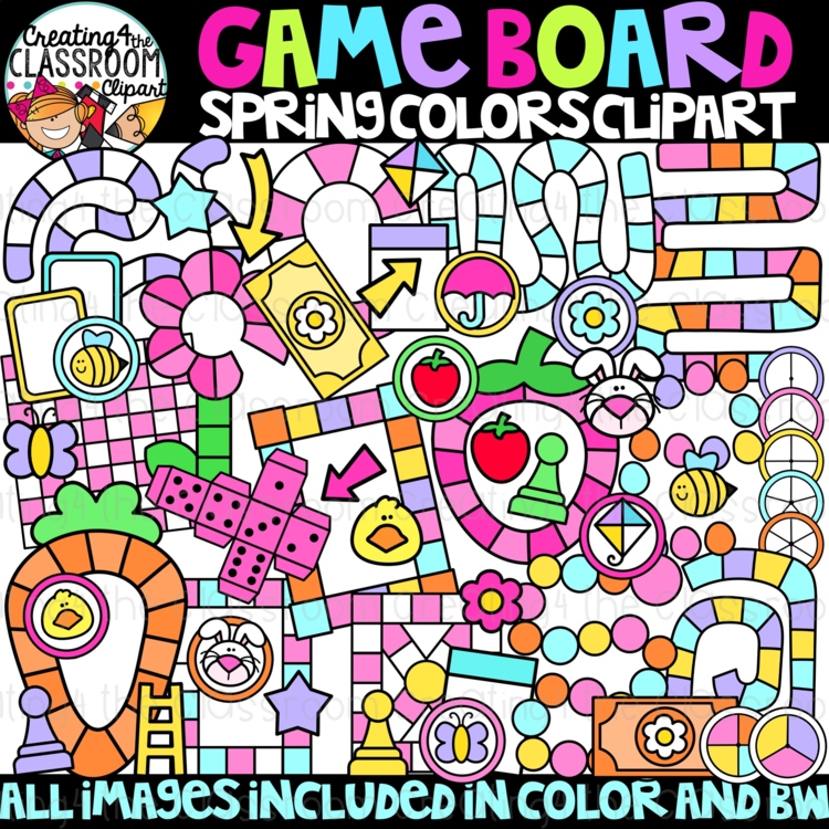 Spring Game board Clipart {Game board template Clipart}