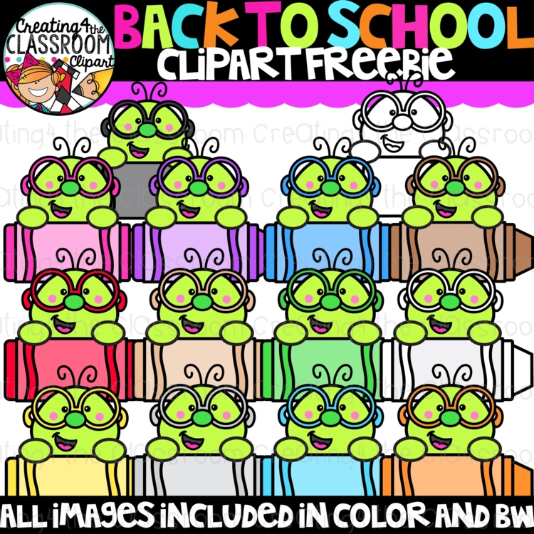Back to School Clipart Freebie {Bookworm clipart}