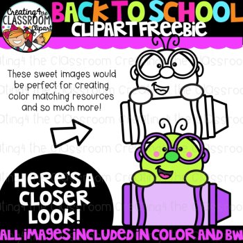 Back to School Clipart Freebie {Bookworm clipart}, image 2