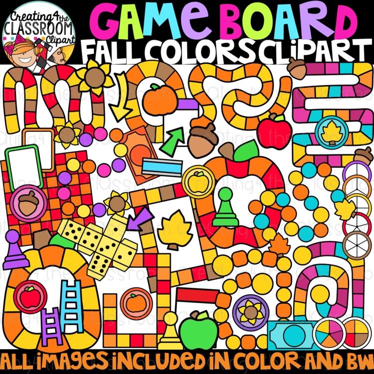 Autumn Game board Clipart {Game board Clipart}