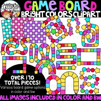 Game board Clipart {Game board bright colors}, image 2