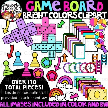 Game board Clipart {Game board bright colors}, image 3