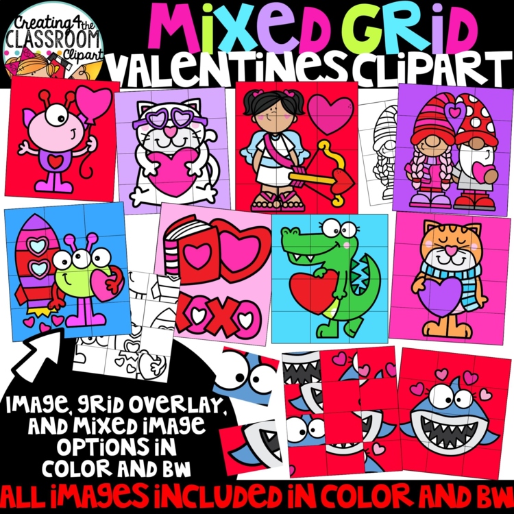Valentine's Day Puzzle Clipart: Mystery Picture Clipart