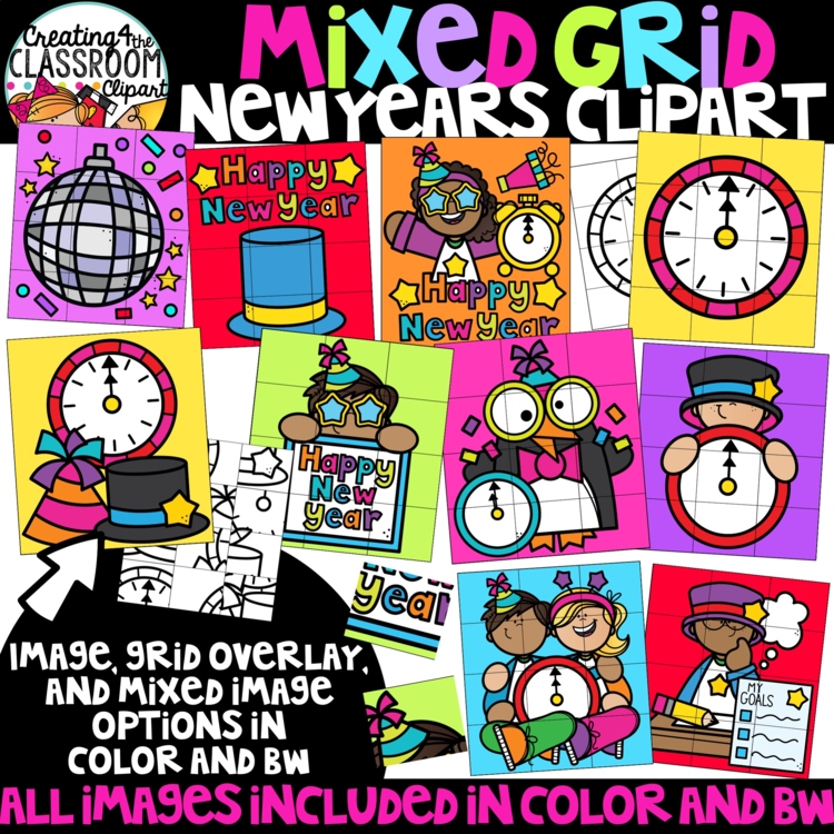New Years Puzzle Clipart: Mystery Picture Clipart