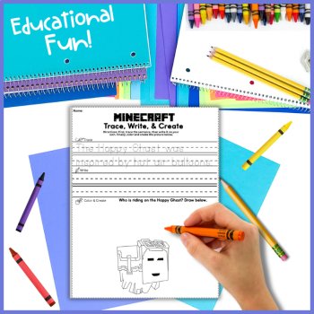 Trace, Write & Create Minecraft Printable: Handwriting & Spelling Practice, image 4