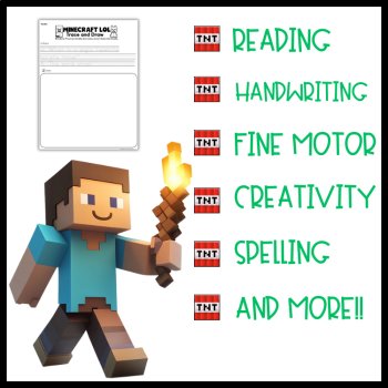 Trace & Draw Minecraft Jokes Printables: Fun Handwriting & Spelling Practice, image 2