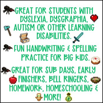 Trace & Draw Minecraft Jokes Printables: Fun Handwriting & Spelling Practice, image 3