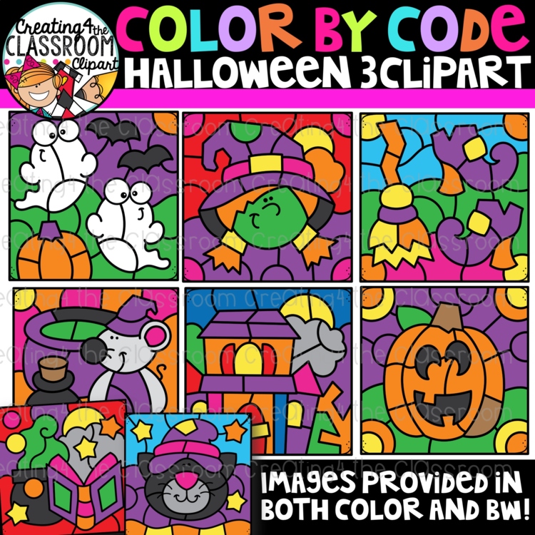 Halloween Color By Code Clipart 3 {Creating4 the Classroom Clipart}