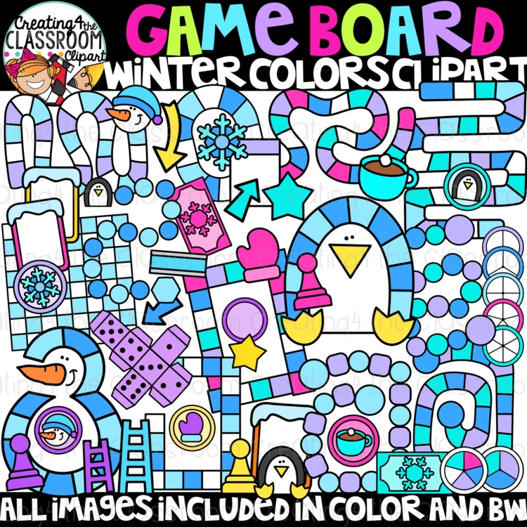 Winter Game board Clipart {Game board Clipart}