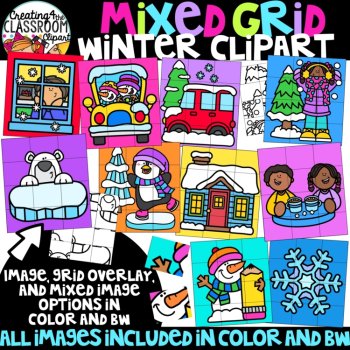Mixed Grid Seasons Puzzles Clipart Bundle {Mystery Puzzle clipart}, image 2