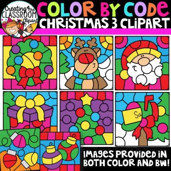 Color by Code Holidays 2 Clipart MEGA Bundle, image 3