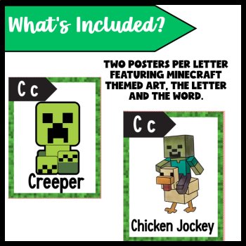Alphabet Decor: Minecraft Themed- Perfect for Letter of the Week, Border, Poster, image 2
