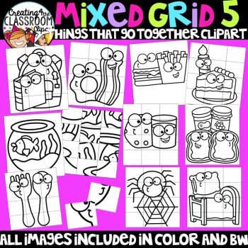 Mixed Puzzle Things that go together Clipart {Mystery Picture Reveal Clipart}, image 2