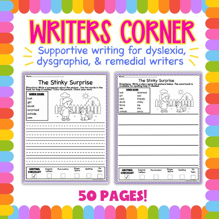 Writing Worksheets for Dyslexia & Dysgraphia! Extra Support, Scaffolded Learning