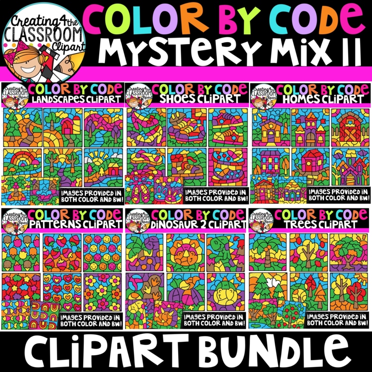 Color by Code Mystery Mix 11 Clipart Bundle {Creating4 the Classroom}