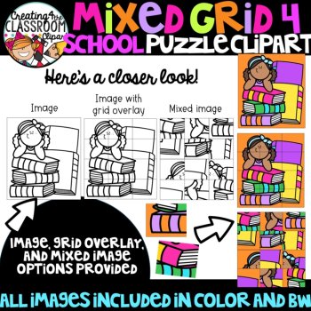 Mixed Grid School Puzzle Clipart {Mystery Picture Clipart}, image 2
