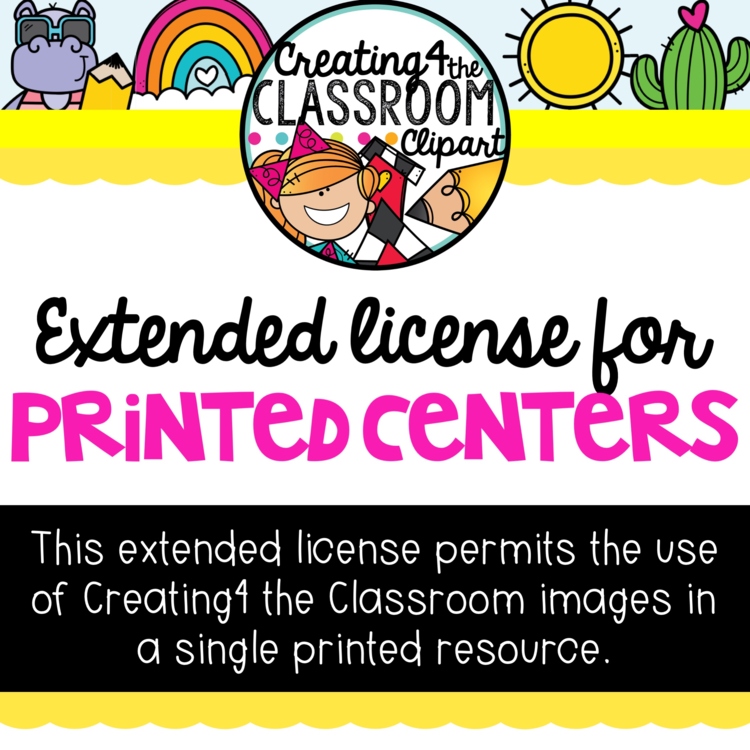 Extended License for Printed Centers (Creating4 the Classroom Clipart)