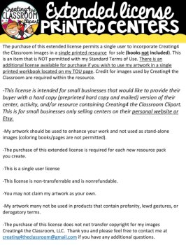 Extended License for Printed Centers (Creating4 the Classroom Clipart), image 2
