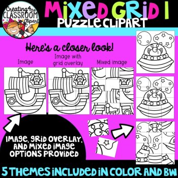 Mixed Grid Puzzle Clipart {Mystery Picture Clipart}, image 3