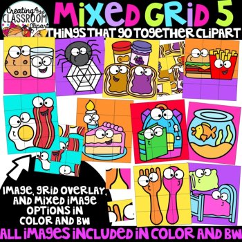 Mixed Grid Puzzle Clipart Bundle {Mystery Picture Puzzle Clipart}, image 4