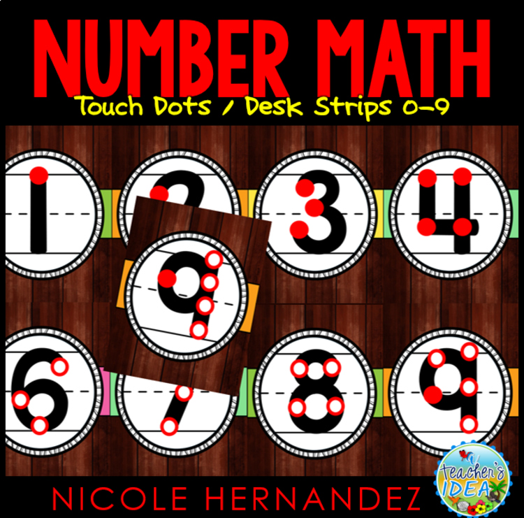 Number Math Touch Dots Cards and Desk Strips 0-9