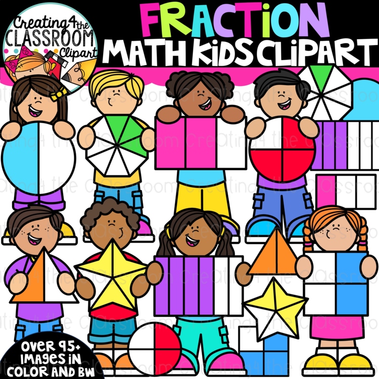 Fraction Math Clipart Kids {Fractions Clipart}