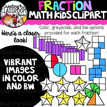Fraction Math Clipart Kids {Fractions Clipart}, image 2