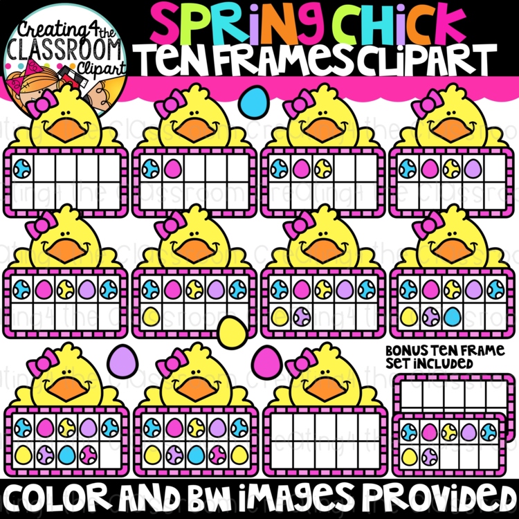 Chick Clipart Ten Frames {Easter, Spring, Math Clipart}