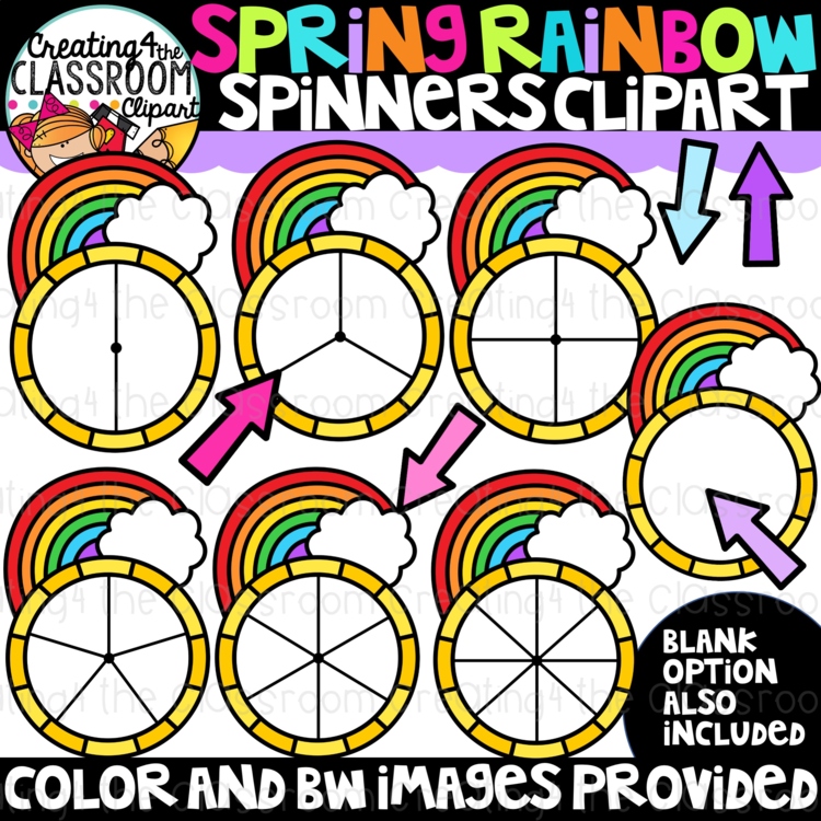 Rainbow Clipart Clipart Spinners {Spring Clipart}