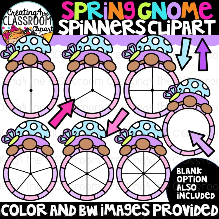 Gnome Clipart Spinners {Spring Clipart}