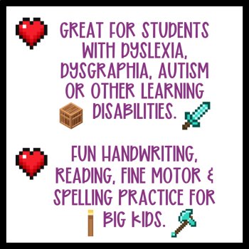 Read, Write, & Spell: Minecraft Themed Worksheets & Puzzle Cards, image 3