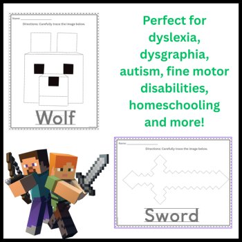 Pic & Spelling Trace, Minecraft Themed: Perfect for Dyslexia & Dysgraphia!, image 2