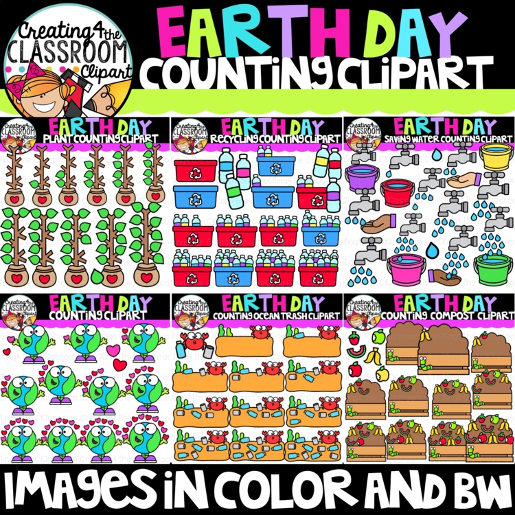 Earth Day Counting Clipart Bundle {Earth Day Clipart}