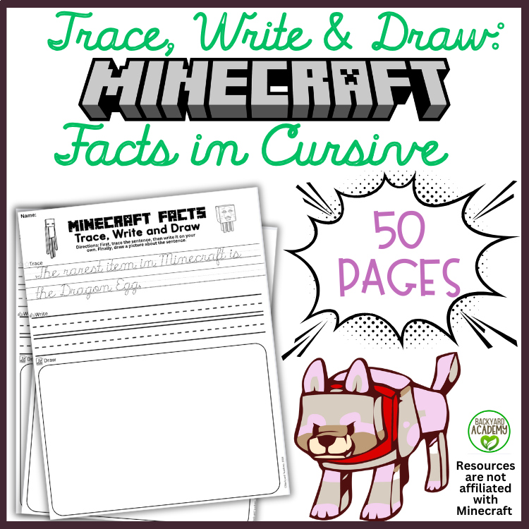 Trace, Write & Draw: Minecraft Facts in Cursive: Handwriting & Spelling Practice