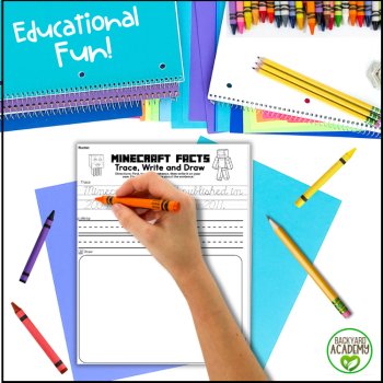 Trace, Write & Draw: Minecraft Facts in Cursive: Handwriting & Spelling Practice, image 4