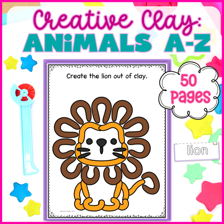 Fine Motor Fun Animals A-Z Play Doh Clay Dough Mats, Spelling & Handwriting