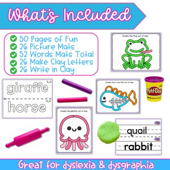 Fine Motor Fun Animals A-Z Play Doh Clay Dough Mats, Spelling & Handwriting, image 3