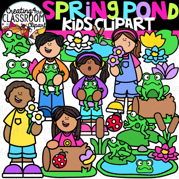 Spring Pond Kids Clipart {Spring Clipart}